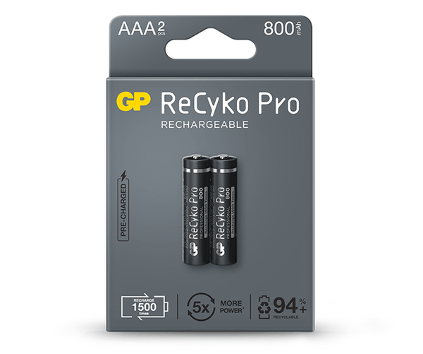 GP ReCyko Pro 800mAh AAA (Pacote de 2 Pilhas)